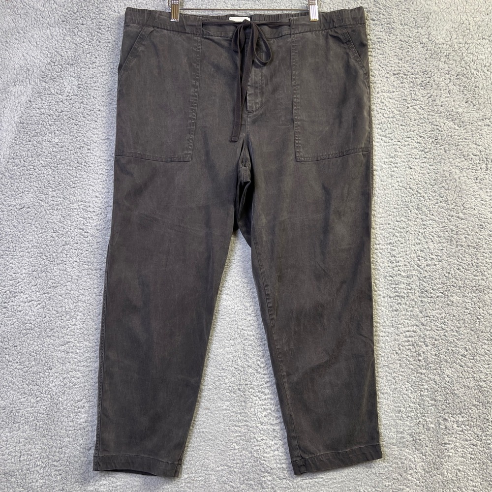 Lou & Grey Pants Women XL Charcoal Gray Ankle Utility Adj Waist Drawstring